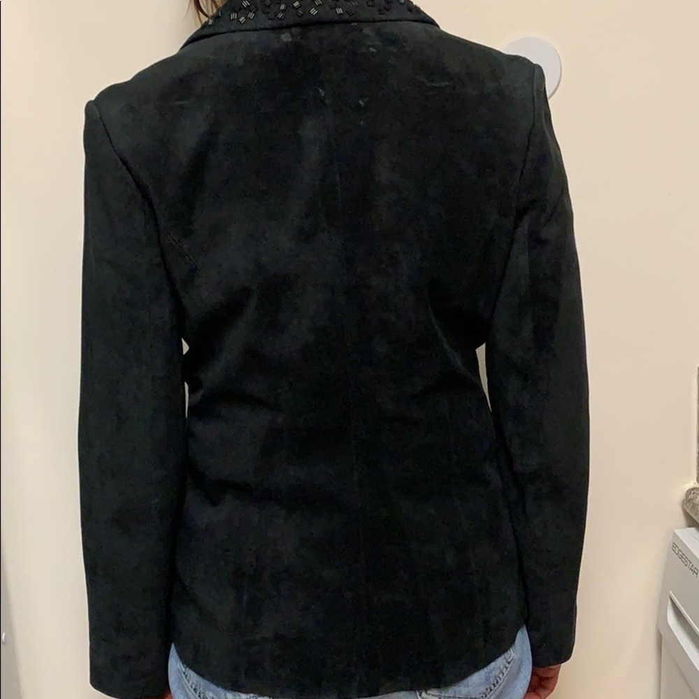 Suede leather black jacket with bits ornaments - Picture 4 of 4